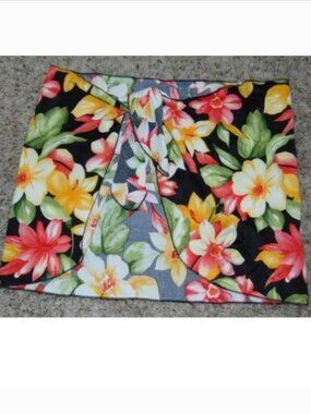 Carabella Sarong Swimsuit Coverup Wrap Womens OS Black Yellow Floral Tie Waist